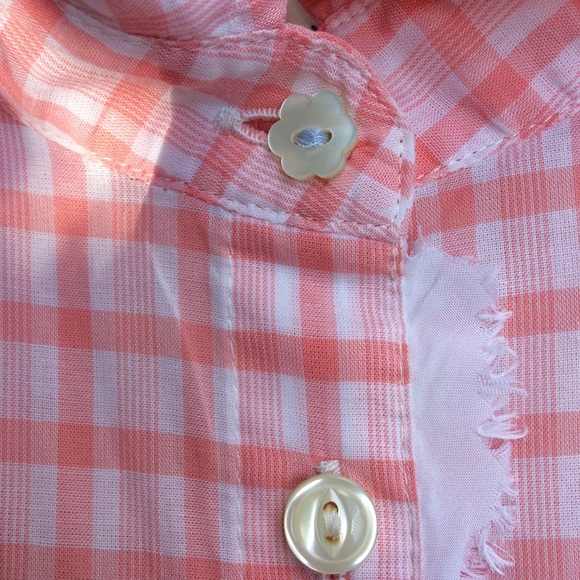 Banana Republic Gingham coral orange button down 100% cotton shirt XS - Picture 11 of 14
